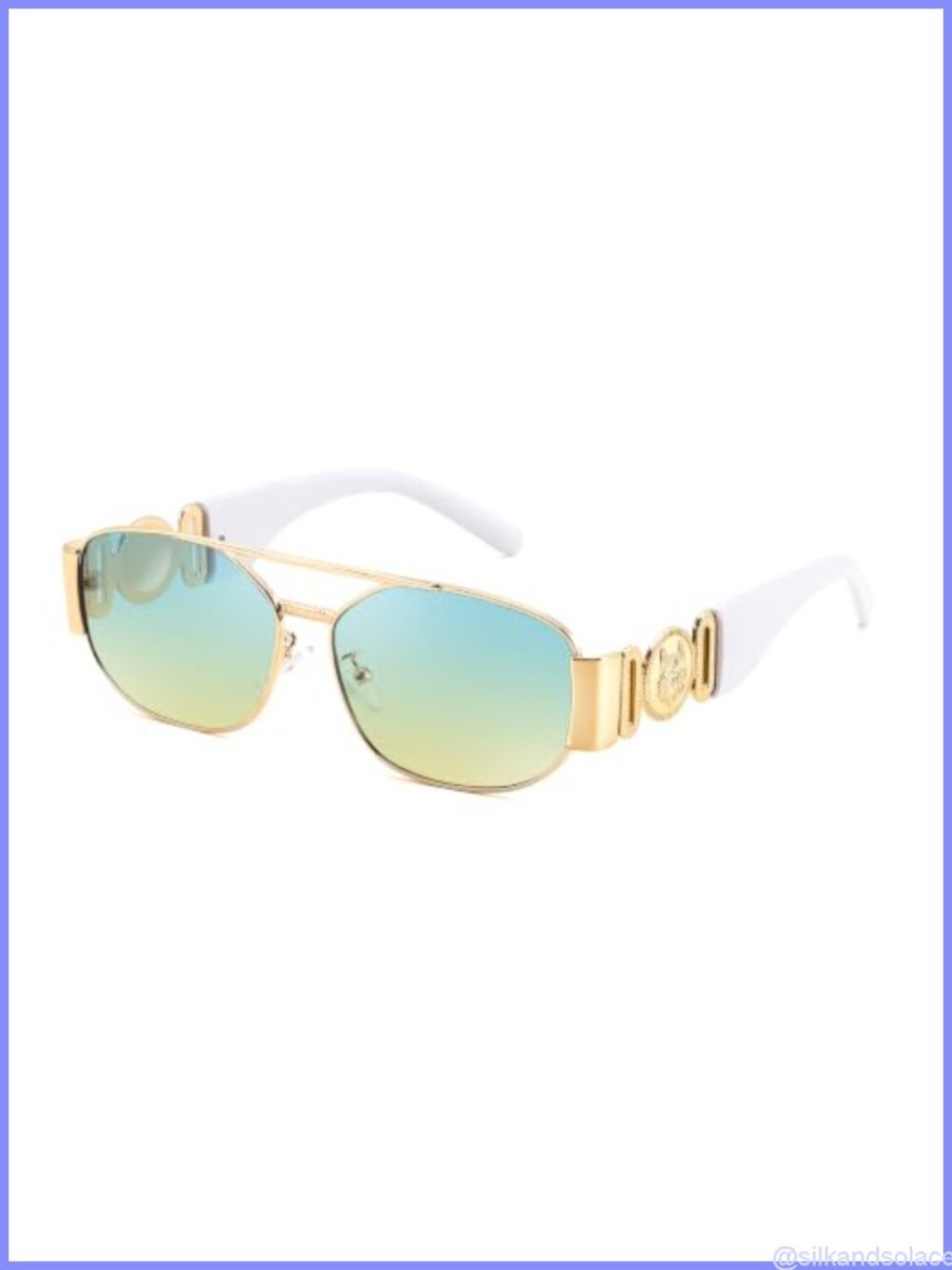 Aviator Sunglasses Retro Rectangle UV400 Full-Frame Wrap Around Unisex